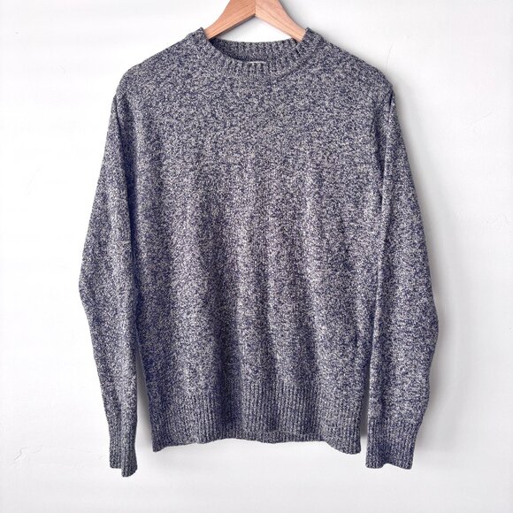 J Crew Men's Merino Wool Navy Crew Neck Sweater Medium Heritage Fisherman Knit - Picture 1 of 5